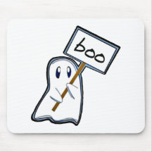 Shy ghost with "Boo" sign (Blue Version) Mouse Pad