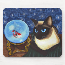 Siamese Cat Crystal Ball Koi Fortune Art Mousepad