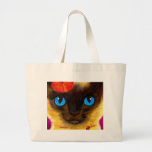 Siamese Cat Feline Art Painting - Multi Canvas Bags