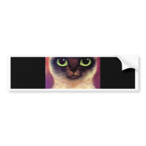 Siamese Cat Feline Butterfly Art - Multi Bumper Sticker