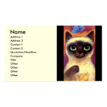 Siamese Cat Feline Butterfly Art - Multi Business Card
