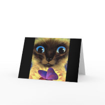 Siamese Cat Painting With Butterfly - Multi Greeting Card