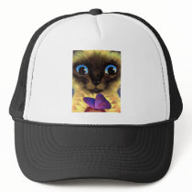 Siamese Cat Painting With Butterfly - Multi Mesh Hats