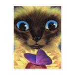 Siamese Cat Painting With Butterfly - Multi postcards