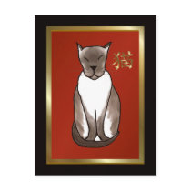 Siamese Kitty with Red and Gold Postcard