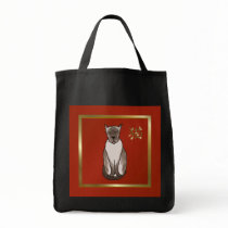 Siamese Kitty with Red and Gold Tote Bag