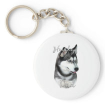 Siberian Husky (blk) Dad 2 Keychains