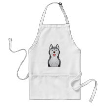 Siberian Husky Cartoon Aprons