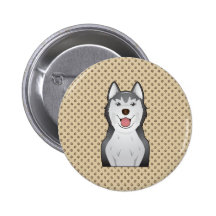 Siberian Husky Cartoon Pinback Button