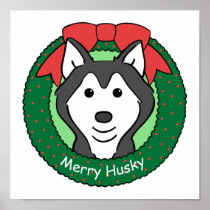 Siberian Husky Christmas Print