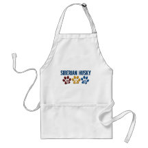 SIBERIAN HUSKY  Dad Paw Print 1 Aprons