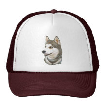 Siberian Husky Dog Art Trucker Hats