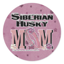 Siberian Husky MOM Round Stickers