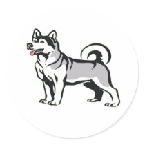 Siberian Husky,Png Round Sticker