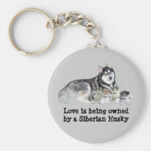Siberian Husky & Puppies Keychain