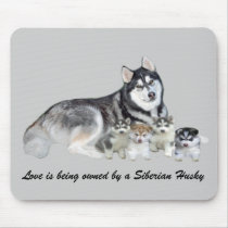 Siberian Husky & Puppies Mousepad