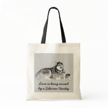 Siberian Husky & Puppies Tote Bag