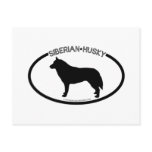 Siberian Husky Silhouette Black Postcard