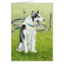 Siberian Husky Sled Dog Howling Greeting Cards