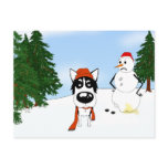 Siberian Husky Winter Scene postcards