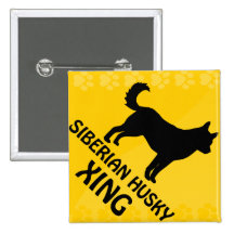 Siberian Husky Xing Pinback Buttons