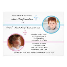 Siblings Two Photo Religious Invitation