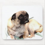 Sick pug with thermometer mousepad