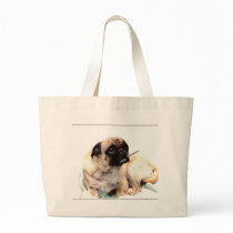 Sick pug with thermometer tote bag