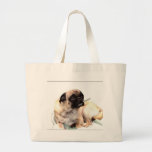 Sick pug with thermometer tote bag