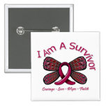 Sickle Cell Anemia Butterfly I Am A Survivor Pinback Button
