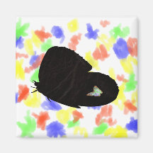 Side butterfly shape with moth pic refrigerator magnet