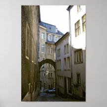 Side Street in Luxembourg Sepia Poster