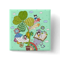 Side view of children studying by potted plant pins