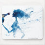 Side view of woman blow drying long hair mouse pads