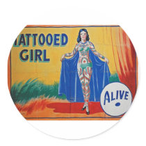 Sideshow Tattooed Girl Round Sticker