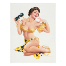 Sight Seeing Pin up Girl Post Cards