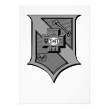 Sigma Pi Shield Grayscale Personalized Invitation
