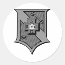 Sigma Pi Shield Grayscale Round Stickers