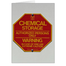 Sign board indicating Chemical storage Greeting Cards