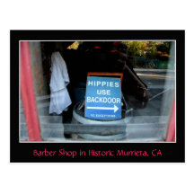Sign in Barber-Shop Window, Murrieta, CA Post Cards