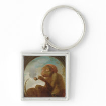Sign with a monkey smoking a pipe keychains