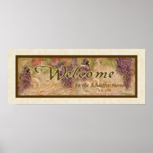 Signe bienvenu âgé de vignoble de raisin, Audrey J Affiches