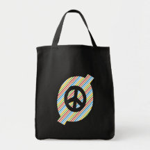 signe de paix coloré sac en toile
