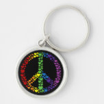 Signe de paix de coeurs d'arc-en-ciel Keychain Porte-clef