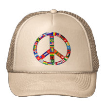 Signe de paix fait de produits de drapeaux casquettes