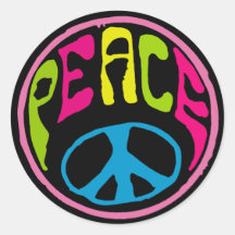 Signe de paix psychédélique hippie autocollants
