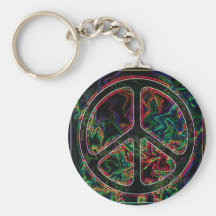signe de paix psychédélique porte-clef