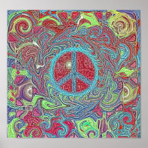Signe de paix Trippy super psychédélique Posters