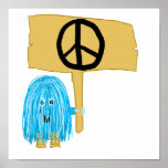 Signe de paix turquoise affiche