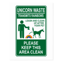 Signe de rebut de licorne cartes postales
